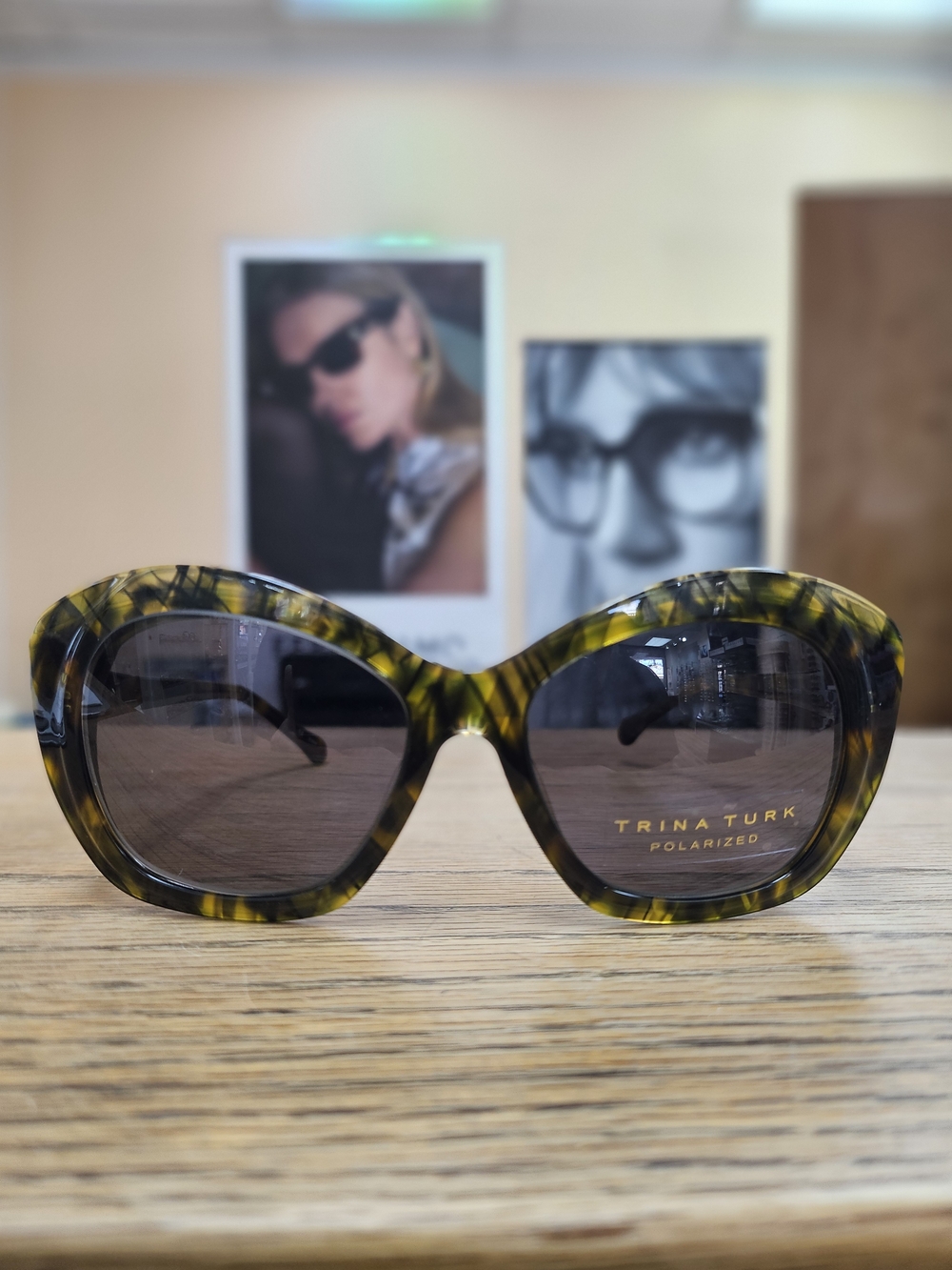 Trina Turk Green and Yellow Tortoiseshell Polarized Sunglasses